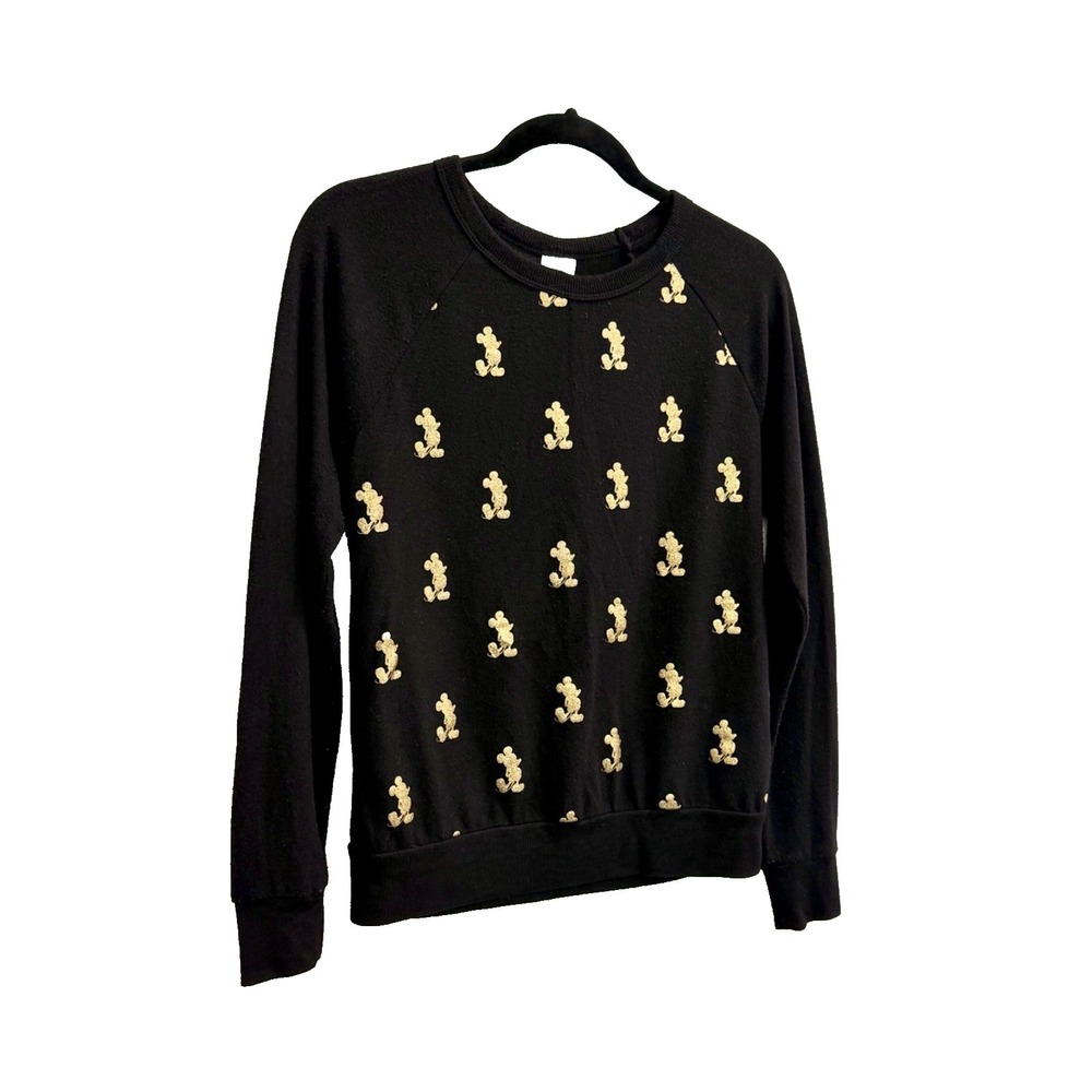 Disney Mickey Mouse Sweater Women's Size Small Black Gold Casual - Picture 2 of 4